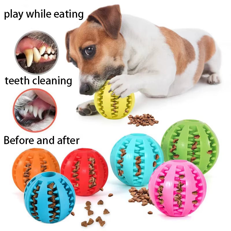 Dog Leaky Food Ball Tooth Cleaning Puppy Chew Toys Natural Rubber Elasticity Ball Relieve Boredom Dog Toy 5CM/7CM