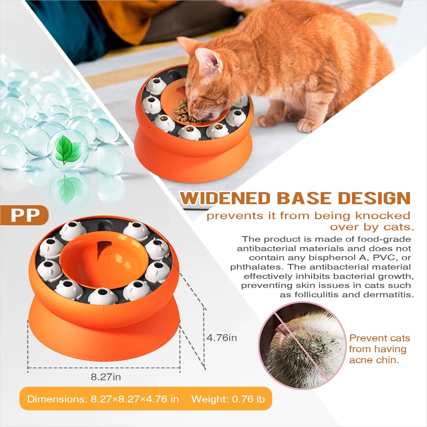 Cat Slow Feeder Raised Cat Dog Food Bowls with Stand Cat Puzzles Feeder Rotating Slow Feeder Food Bowls Slow Eating Cat Feeder