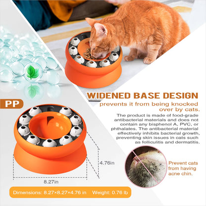 Cat Slow Feeder Raised Cat Dog Food Bowls with Stand Cat Puzzles Feeder Rotating Slow Feeder Food Bowls Slow Eating Cat Feeder