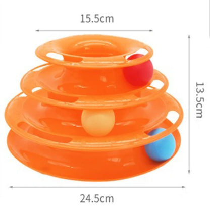 Pet Cat Toy Three-Layer Ball Cat Turntable Cat Interactive Educational Track Toy Cat Space Tower Play Plate